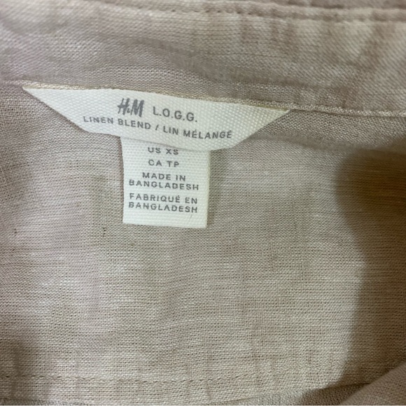 H&M L.O.G.G Cream Linen Button Down Dress Size XS - Picture 5 of 5